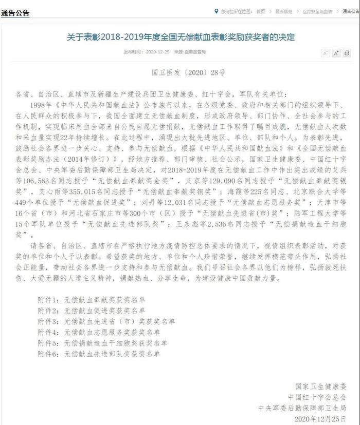 “医”起献血，传递希望——威尼斯vns088665位“献血达人”获全国无偿献血奉献奖