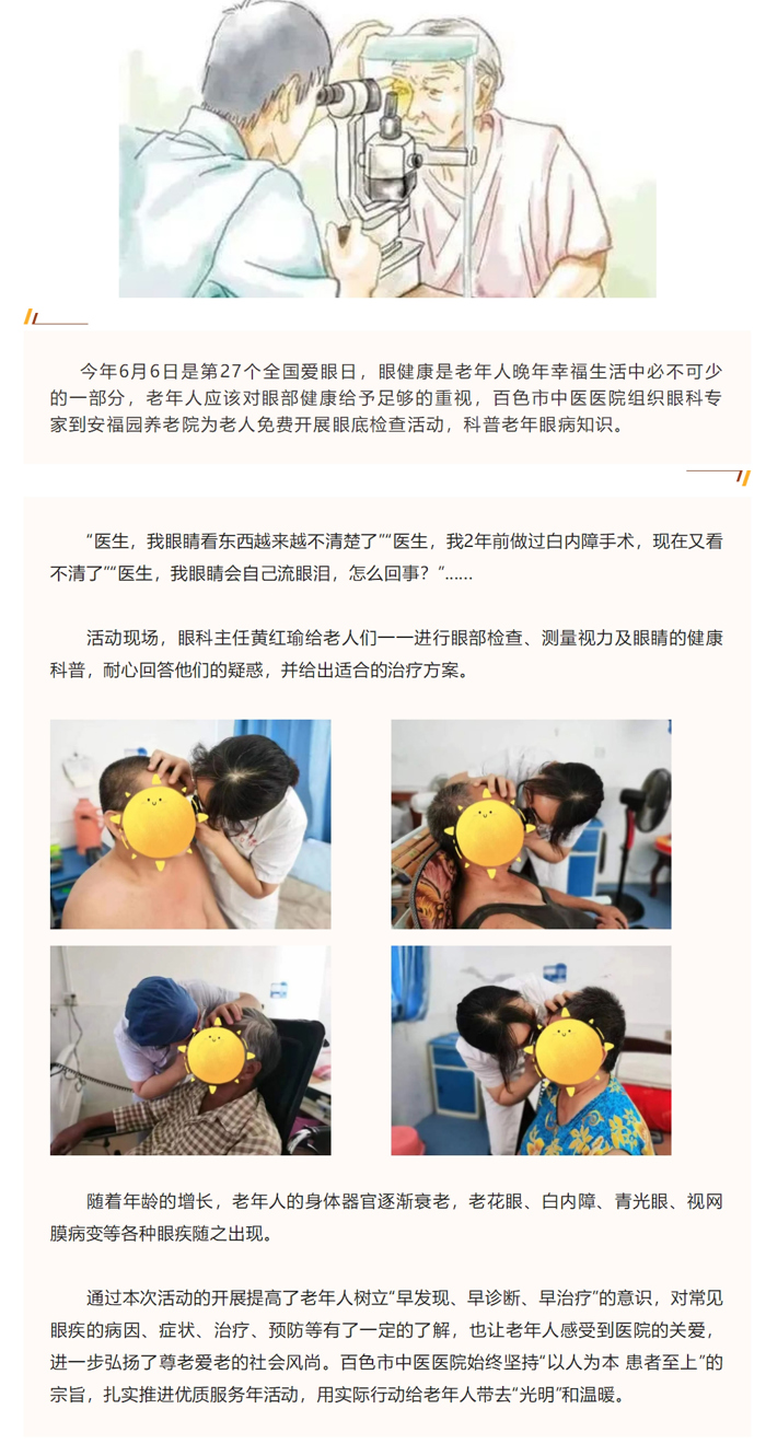 【优质服务年②】威尼斯vns08866到安福园养老院为老人免费开展眼底检查活动